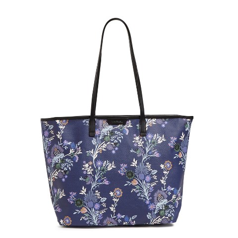 Vera Bradley Women's Coated Canvas Large Every Day Tote Bag Garden Masquerade Vines Shadow Blue