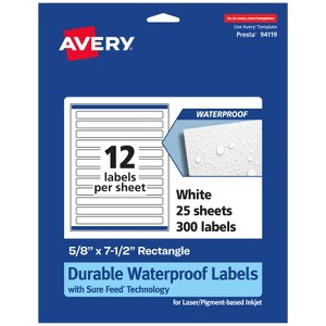 Avery Durable Waterproof Rectangle Labels with Sure Feed, 5/8" x 7-1/2" - 1 of 4