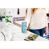 Elanze Designs 20 oz Stainless Steel On the Go Insulated Travel Tumbler With Push Top Lid, Navy Blue Marble Print Sky Blue - 4 of 4