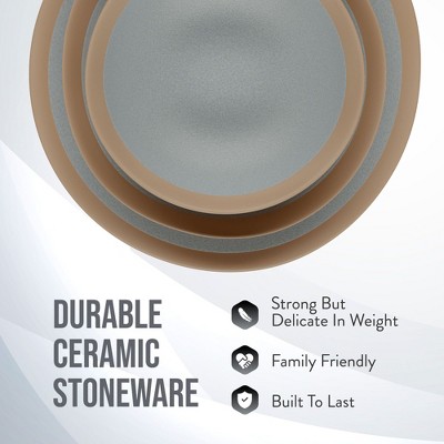 Gray and Terracotta Stoneware 4-Piece Dinnerware Set