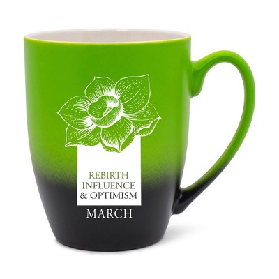 Elanze Designs Rebirth Influence And Optimism March Two Toned Ombre Matte Green and Black 12 ounce Ceramic Stoneware Coffee Cup Mug