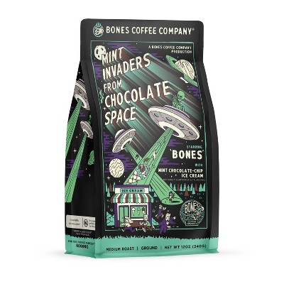 Bones Coffee Company Mint Invaders Ground Coffee Beans Mint Chocolate ...