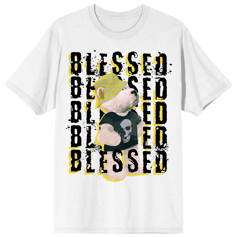 Teddy Drip Repeatedly Blessed Men's White Short Sleeve Crew Neck Tee, 1 of 4