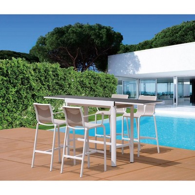 Poolside 4pc Sling Balcony Height Chairs - Silver - Courtyard Casual