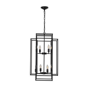 BAOURE 18in Modern 8 Light Black Farmhouse Pendant Light Chandelier, Industrial Adjustable Hanging Light for Living Room Dining Room Foyer - 1 of 4