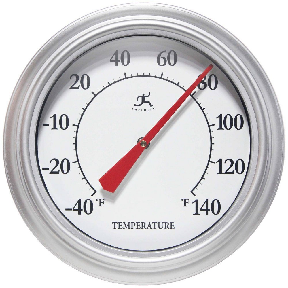 Photos - Wall Clock 12" Essential Wall Thermometer Silver - Infinity Instruments: Modern Indoo