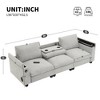 96" Chenille 3-Seater Sectional Sofa with Bluetooth Speaker, Drop-Down Table, Cup Holders, USB Charger, - 3 of 4