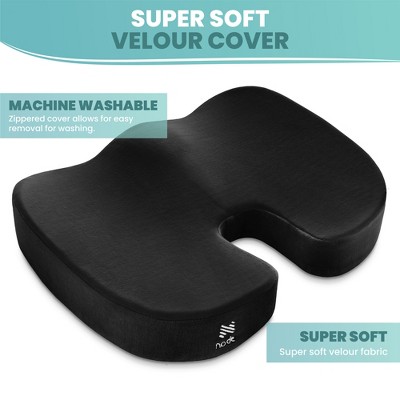 Black Ergonomic Memory Foam Seat Cushion with Cooling Gel Layer