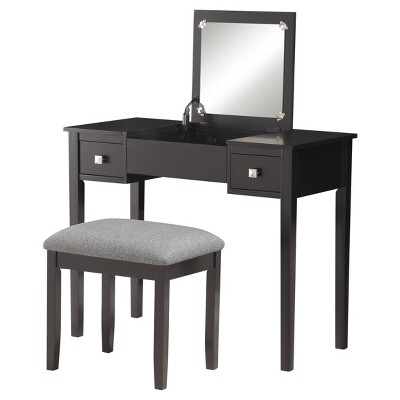 black vanity set with lights