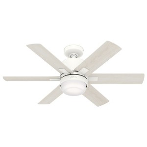 Hunter 44" Radeon Lighted Ceiling Fan Matte White Bleached Alder Finish - Smart Home Compatible, Whisper-Quiet Motor, 6 Blades - 1 of 4