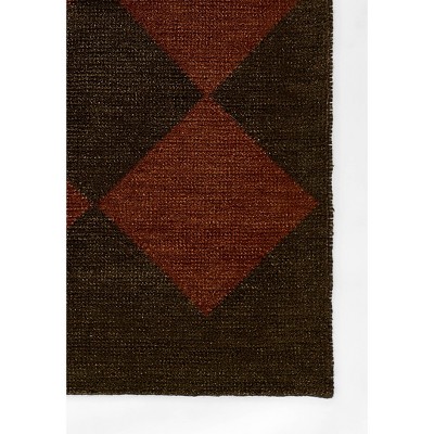 Copper and Brown Handwoven Wool Rectangular Area Rug, 9' x 12'
