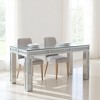 HomeRoots 31" Silver Mirrored Glass And Faux Crystal Dining Table - 2 of 4