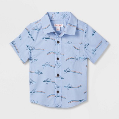 Toddler Boys' Short Sleeve Challis Shirt - Cat & Jack™ Blue 2T
