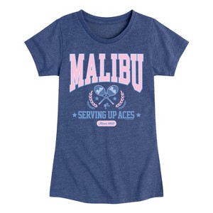 Girls' - Barbie - Malibu Varsity Fitted Short Sleeve Graphic T-Shirt - 1 of 4