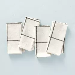 4pk Grid Lines Woven Napkin Set Cream/Gray - Hearth & Hand™ with Magnolia