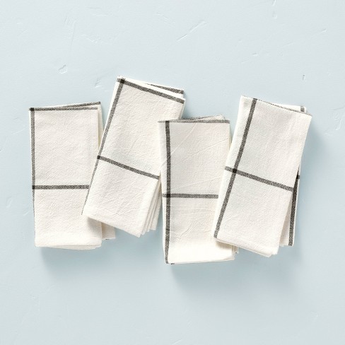 4pk Grid Lines Woven Napkin Set Cream/Gray - Hearth & Hand™ with Magnolia - image 1 of 3
