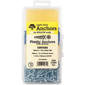 Hillman .164 in. D X 7/8 in. L Plastic Pan Head Conical Anchor Kit 1 pk - 1 of 1