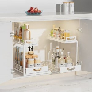 SUGIFT 2 Packs Under Sink Organizer, 2 Tier Cabinet Organizer Shelf for Kitchen Bathroom Pantry Cabinet Closet Organization Rack - 1 of 4