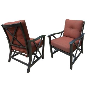 2pk Deep Seating Rocking Chairs with Cushions - Dark Red - Oakland Living: All-Weather Aluminum Rocker Set - 1 of 4