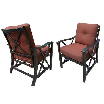 2pk Deep Seating Rocking Chairs with Cushions - Dark Red - Oakland Living