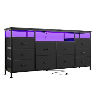 10 Drawer Dresser for 75In TVs, 63" W Long Wide Chest of Drawers, Multi-Functional Storage Organizer Dresser for Closet Hallway Living Room - 1 of 4