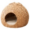Water Hyacinth Woven Wicker Round Cat Bed Cave with Handles - 18" x 18" x 18" - For Any Size Cat Breeds, Chihuahua and Use with Cat Tower - 2 of 4