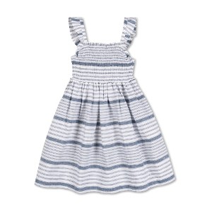 Hope & Henry Girls' Flutter Sleeve Smocked Linen Dress, Toddler - 1 of 4