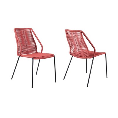 Clip 2pk Indoor/Outdoor Stackable Metal Dining Chairs - Brick Red - Armen Living