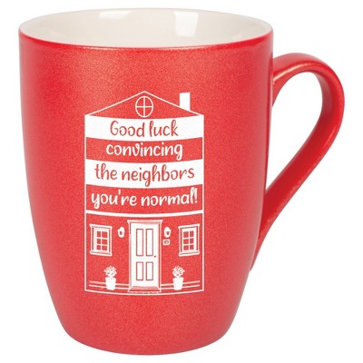 Elanze Designs 10 Ounce Ceramic Decorative Laser Engraved Giftable Novelty Tea Coffee Cup Mug Crimson Red Good luck convincing the neighbors