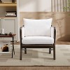 Hrinhom 27“W Faux Shearling Accent Chair, Upholstered Armchair With Wood Legs - 2 of 4