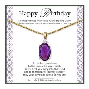 HOPE LOVE SHINE Amethyst Birthday Necklace – Healing Crystal Gift for Her, Crown Chakra Jewelry for Women - 1 of 1