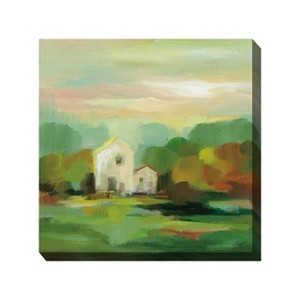 Cottage Garden West of The Wind Faraway Farm Green, Yellow, White 24 x 24 Inch Waterproof Gallery Wrapped Canvas, Outdoor Garden, Yard, Patio All - 1 of 2