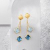 Ross-Simons Italian 1.90 ct. t.w. London Blue Topaz and 1.40 ct. t.w. Aquamarine Flower Drop Earrings in 14kt Yellow Gold - 4 of 4
