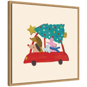 Kate & Laurel All Things Decor Sylvie Framed Canvas Driving Home for Christmas by Aislinn Simmonds Duchess Plum - 1 of 4