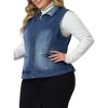 Agnes Orinda Women's Plus Size Causal Sleeveless Zip Washed Denim Vests - 2 of 4