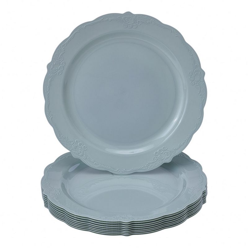 Silver Spoons Elegant Disposable Plastic Plates for Party, Heavy Duty Mint Disposable Plate Set (10 PC) - Vintage, 1 of 3