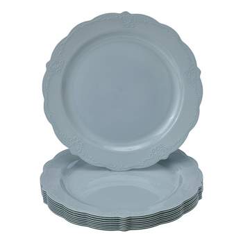 Silver Spoons Elegant Disposable Plastic Plates for Party, Heavy Duty Mint Disposable Plate Set (10 PC) - Vintage