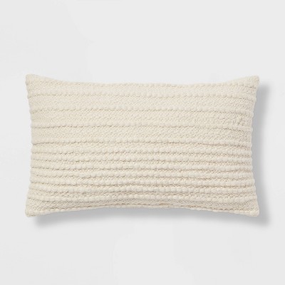 Oversized Textured Solid Lumbar Throw Pillow Ivory - Threshold™
