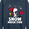 Women's - Peanuts - Snoopy Winter Fun Lightweight French Terry Wide Neck Long Sleeve Shirt - 2 of 4