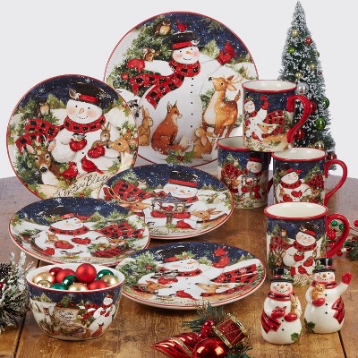 16oz Multicolor Ceramic Christmas Snowman Mugs Set of 4
