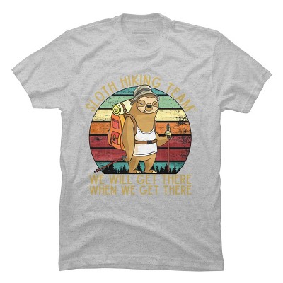 Men's Design By Humans Sloth Hiking Team - We will get there, when we get there By andreastier T-Shirt