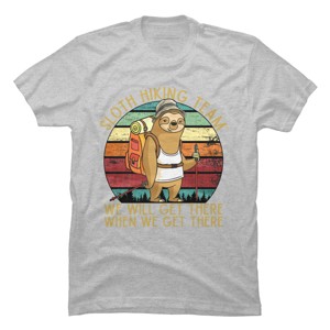 Men's Design By Humans Sloth Hiking Team - We will get there, when we get there By andreastier T-Shirt - 1 of 4