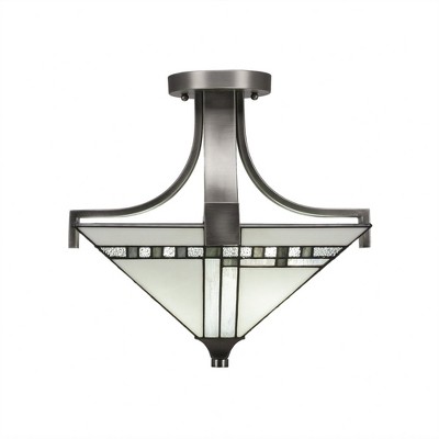 Toltec Lighting Apollo 2 - Light Flush Mount in  Graphite with 14" New Deco Art Glass Shade