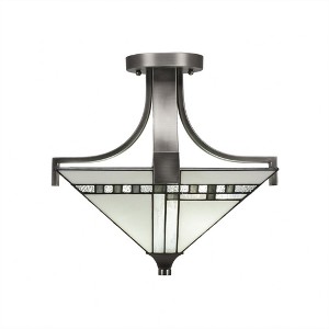 Toltec Lighting Apollo 2 - Light Flush Mount in  Graphite with 14" New Deco Art Glass Shade - 1 of 1