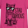 Girls' - Instant Message - Stay Curious Cat Fitted Short Sleeve Graphic T-Shirt - 2 of 4