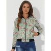 INSPIRE CHIC Women's Stand Collar Floral Prints Zip Up Lightweight Short Jacket - 2 of 4
