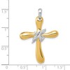 Black Bow Jewelry 14k Two Tone Gold Rounded Dove Cross Pendant, 26 x 38mm - 4 of 4