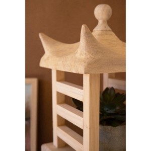 Pagoda-Style Wood Bird Feeder, 19" Tall, Handcrafted Garden Accent by Kalalou - 1 of 3