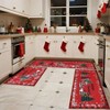 Christmas Kitchen Rugs Set of 3,Non - Slip Washable Santa Red Truck Doormat, Holiday Decor for Home, Bath, Office Party - 2 of 4