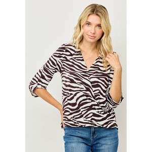 WEST K Women's Alexa Knit Surplice Roll Tab Blouse - 1 of 4